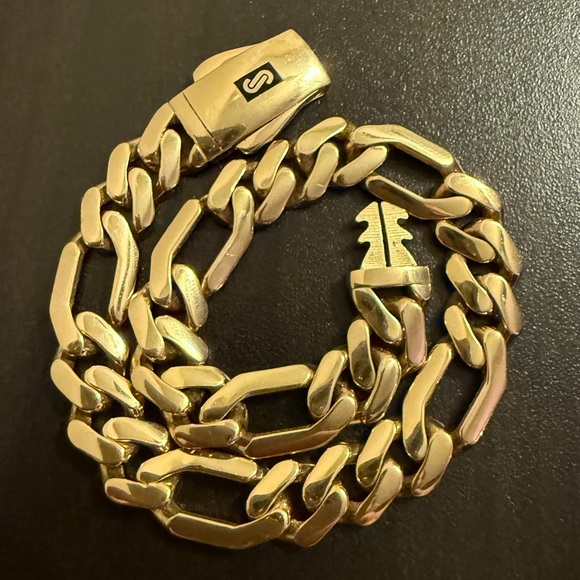 Monaco Chain Miami Cuban Figaro Link 9mm 9in 12.5g 14K Yellow Gold EUC - Picture 7 of 16